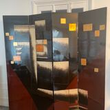 Lacquer screen year 70 geometric art-Deco patterns