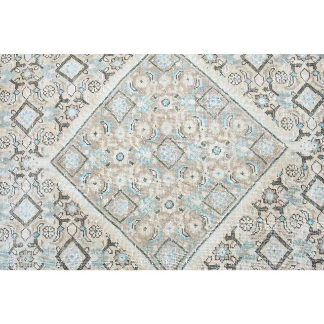 1970s Vintage Persian Handmade Wool Cotton Beige Area Rug 287x384