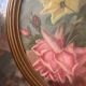 Antique painting of a bouquet of roses, 1900s – glass painting and Louis XVI gilded frame.