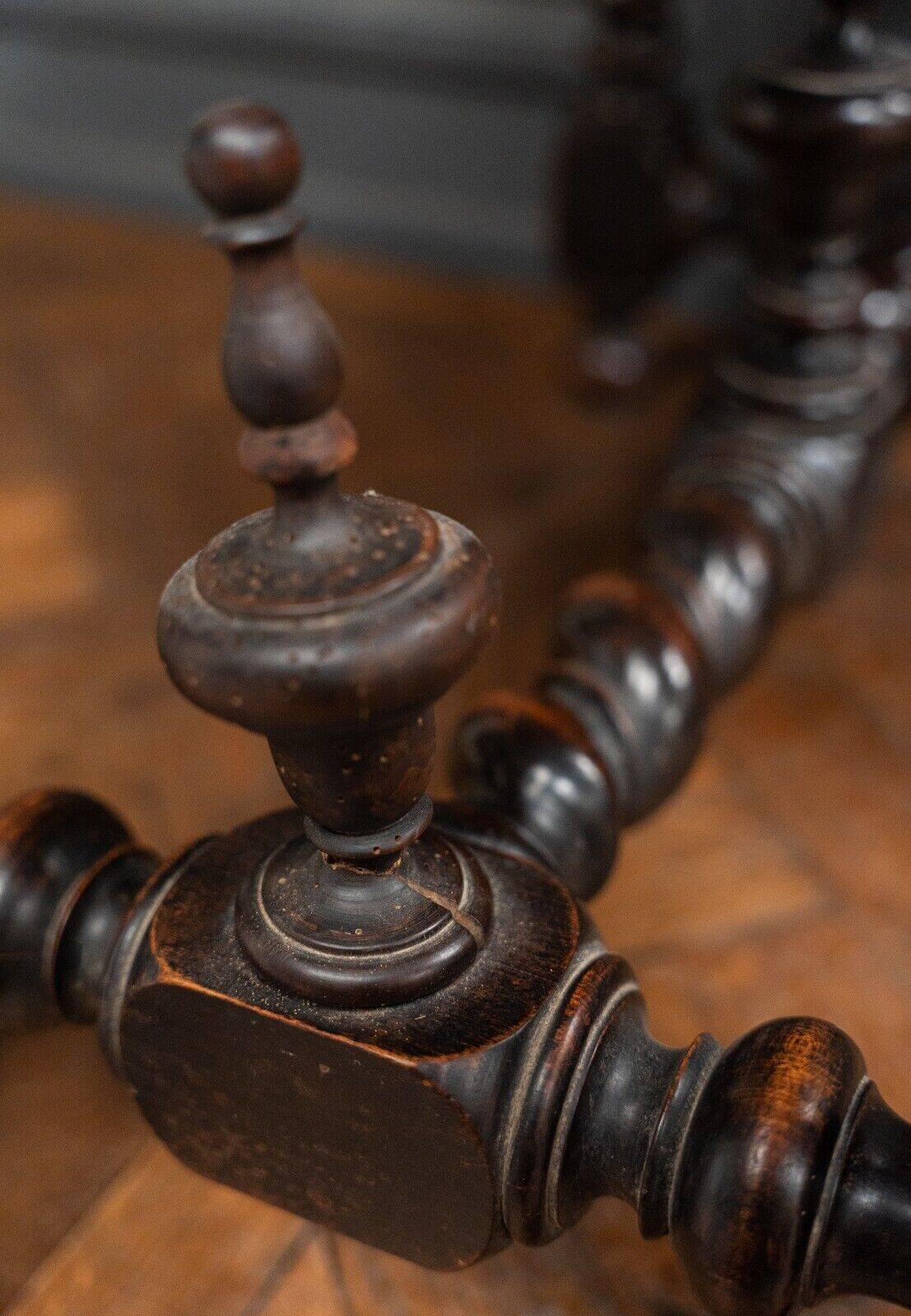 Louis XIII style blackened walnut desk, late 19th century, turned legs, one drawer