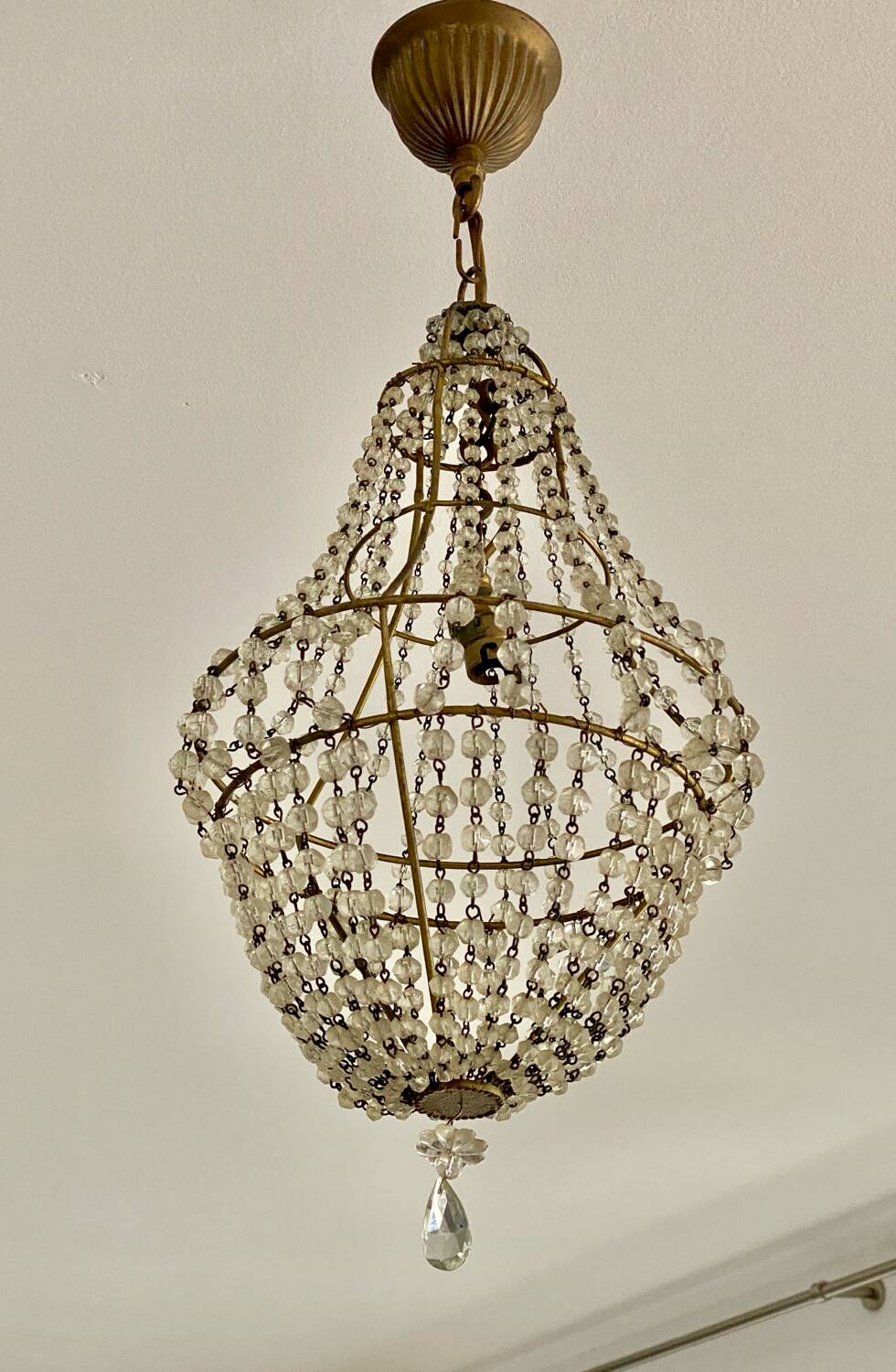 Brass balloon chandelier and glass beads