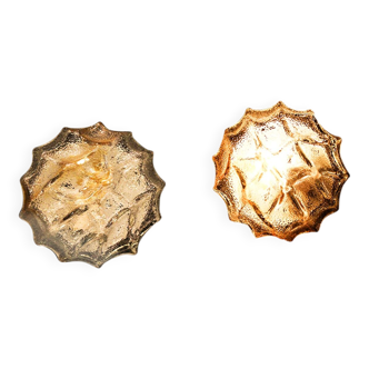 Rare pair of Murano glass wall sconces by Mazzega