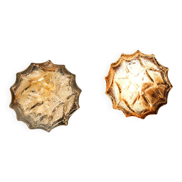 Rare pair of Murano glass wall sconces by Mazzega