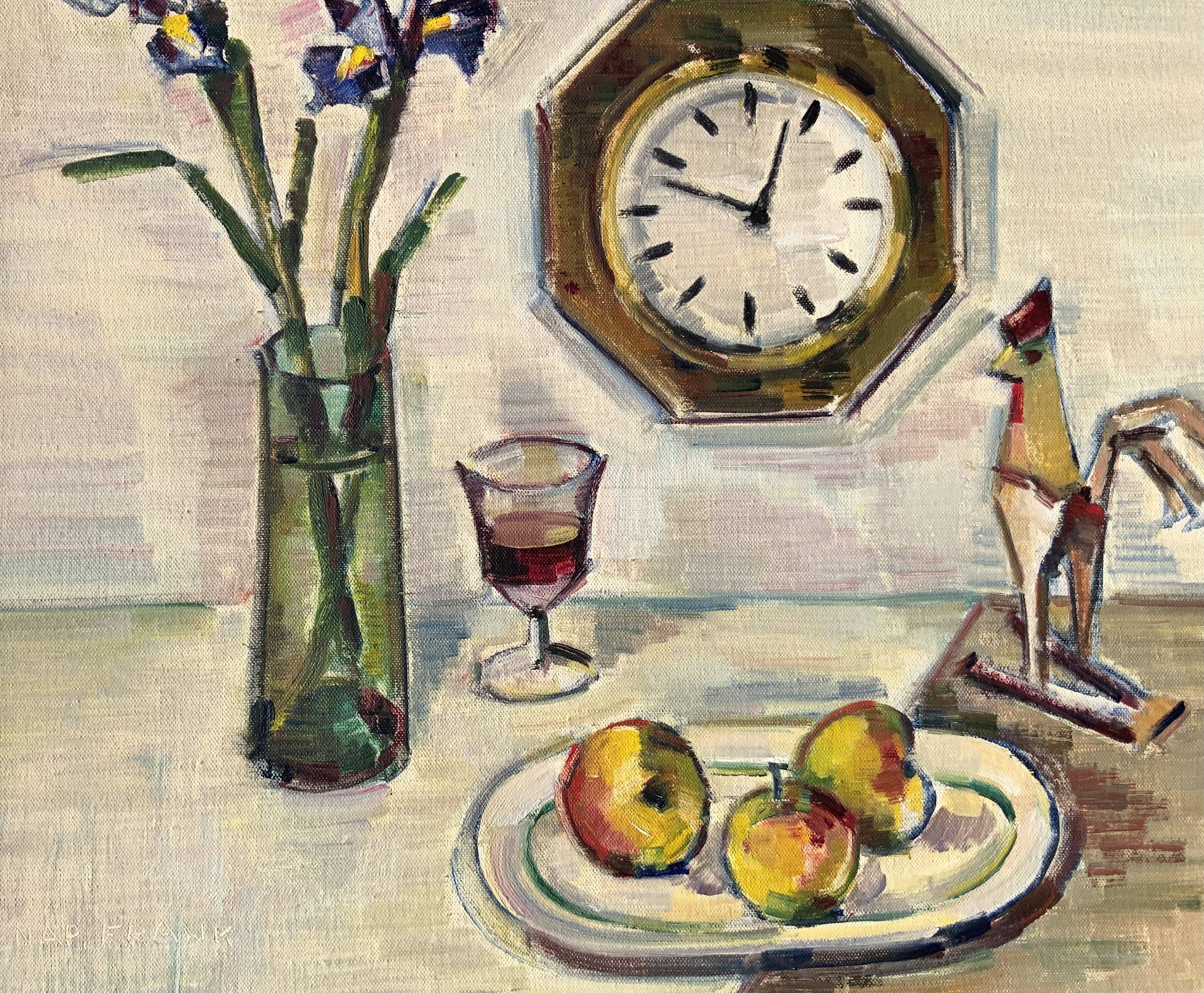 Original Stillife Mid 20th Century Swedish Oil Painting signed by Napoleon Frank 1960s