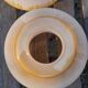 Duo of orange opaline tulip globes for suspension, art deco