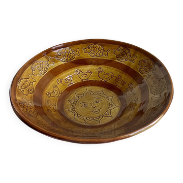 Large Coupe in Clear Ceramic by Landolt – Swiss Folk Art, 30cm