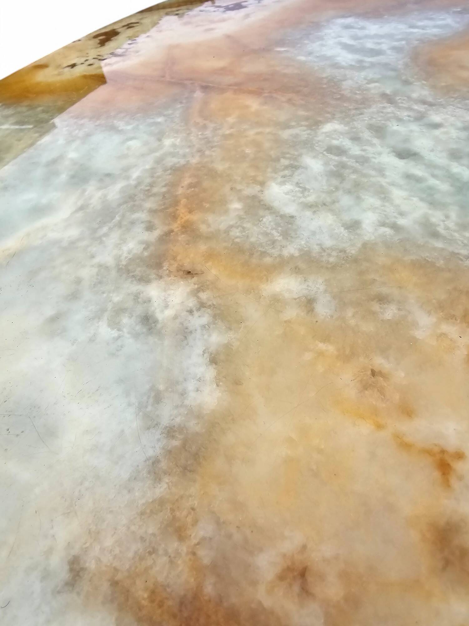 Vintage cherry wood and marble top coffee table