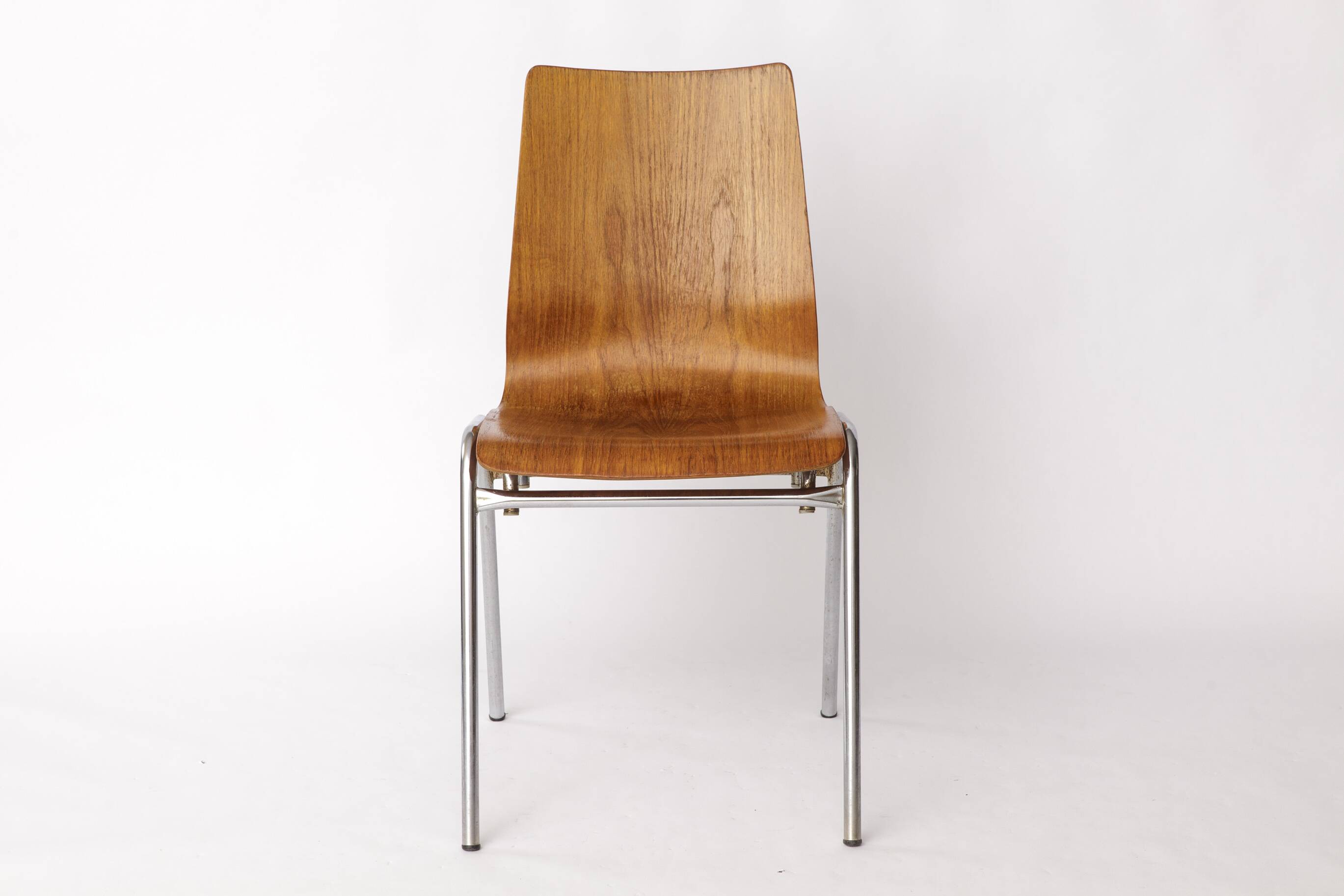 1 of 4 Vintage 1970s Teak & Metal Stacking Chair, Germany