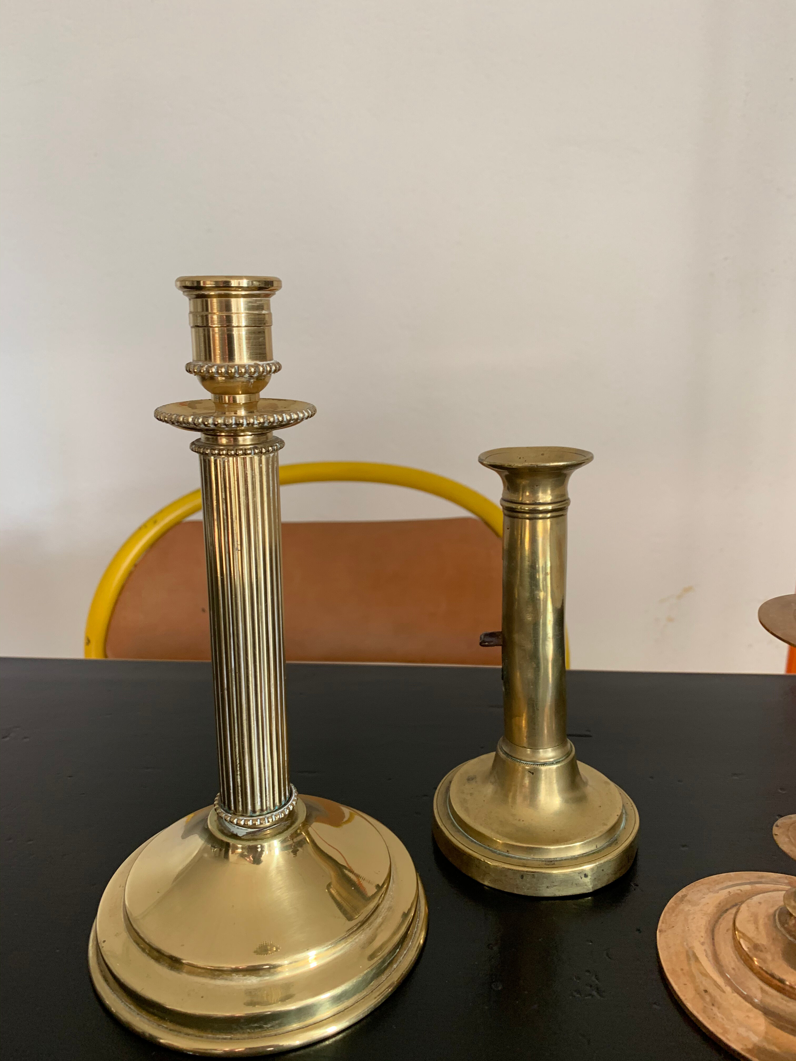 Set 3 vintage brass candlesticks