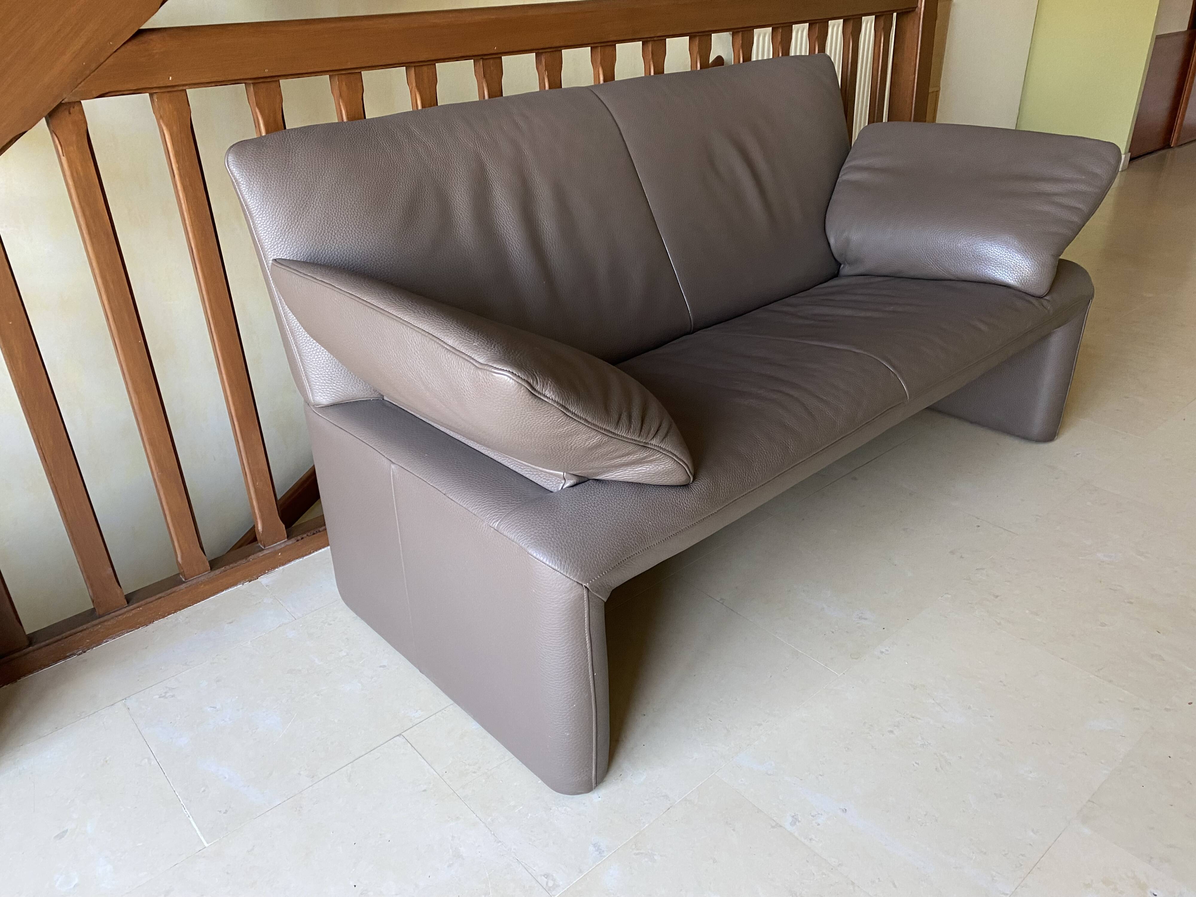 JP Audebert linear model 3-seater sofa in mocha leather