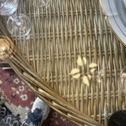 Dining table in rattan, wicker and glass 1960