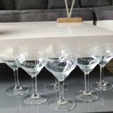 Lot 6 coupes à champagne art décor, années 20. ciselées motifs épis de blé/traits transversaux