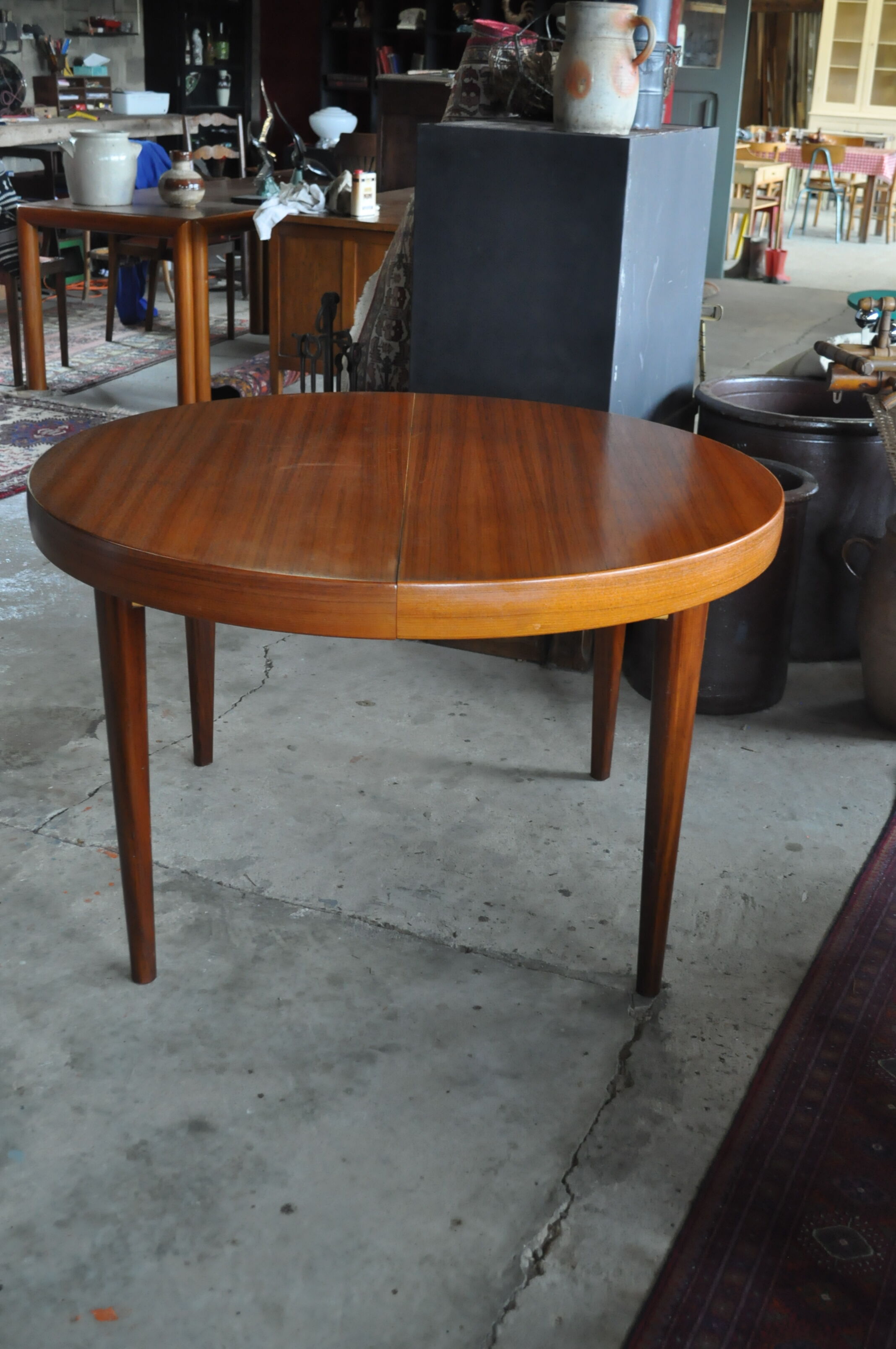 Scandinavian round extending table.