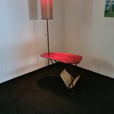 Vintage side table floor lamp and paper holder