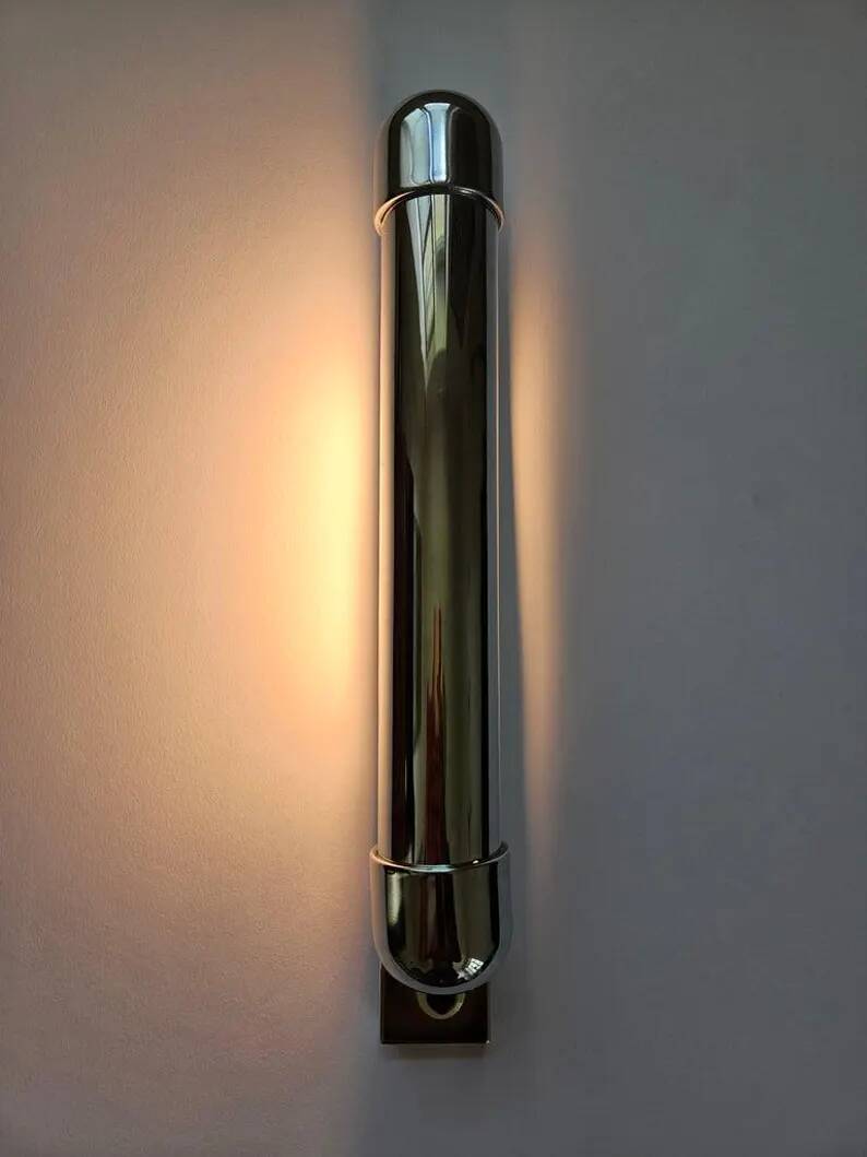 Rare Bauhaus, Art Deco, Functionalism never used Chrome Wall Lamp, 1930s