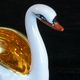 Pair of salters in limoges porcelain white swans
