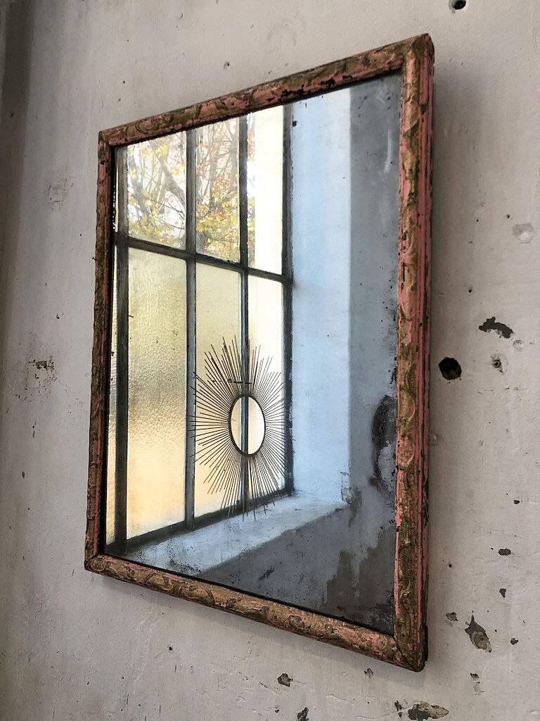 Pink patinated mirror 19th 54x70cm