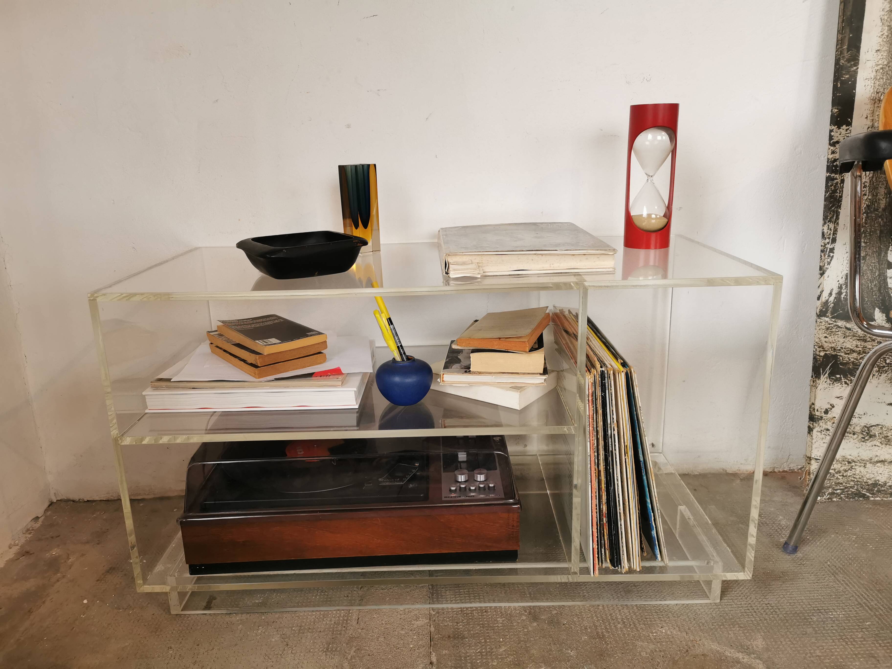 80s plexiglass hi-fi furniture shelf