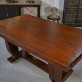 Art Deco mahogany veneer table in the style of Jules Leleu, 1930s