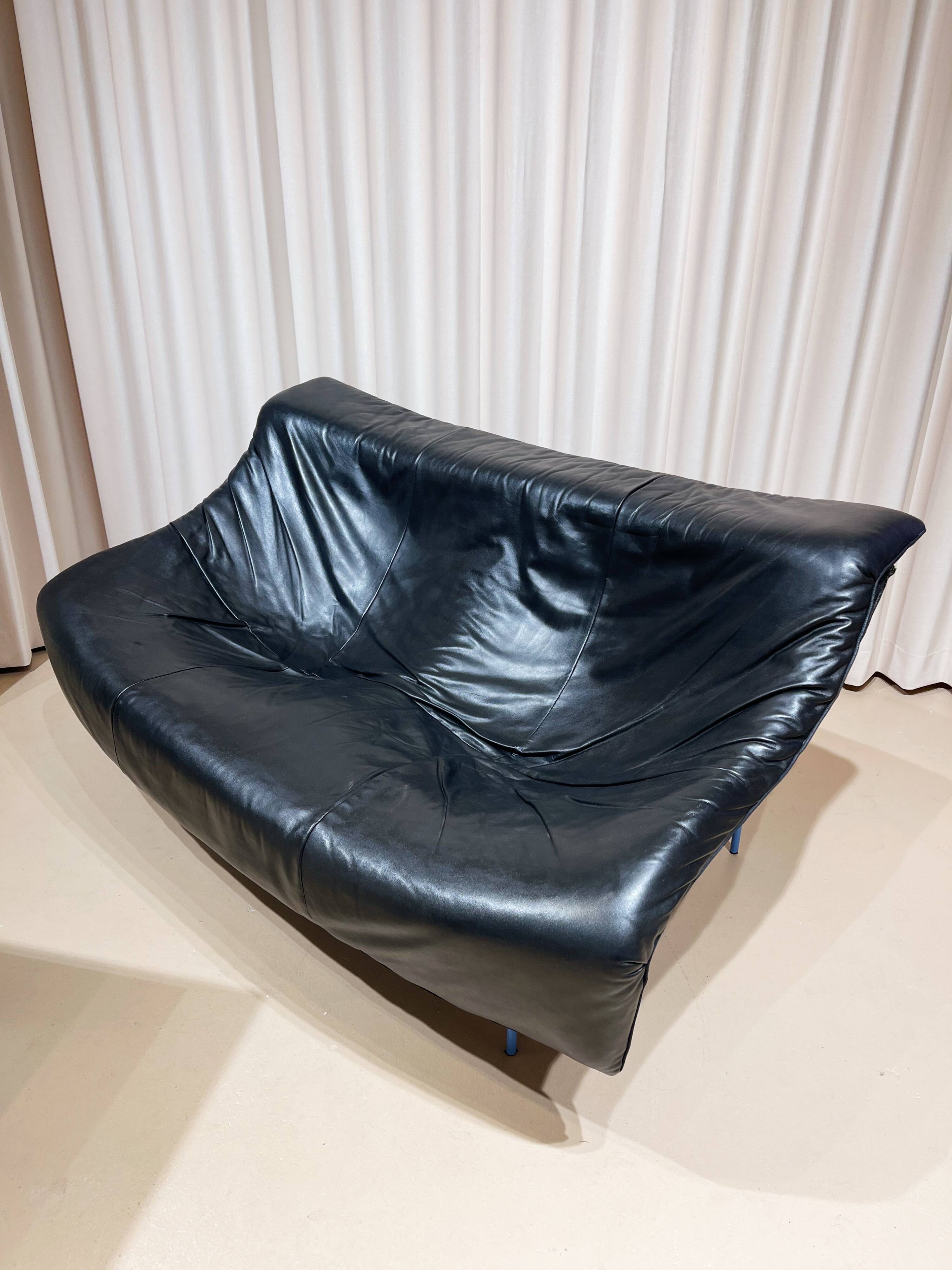 Canapé Butterfly en cuir noir, Montis 1980