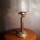 Bronze foot brass lamp glass mold and opaque press pattern leaf and grape bunch