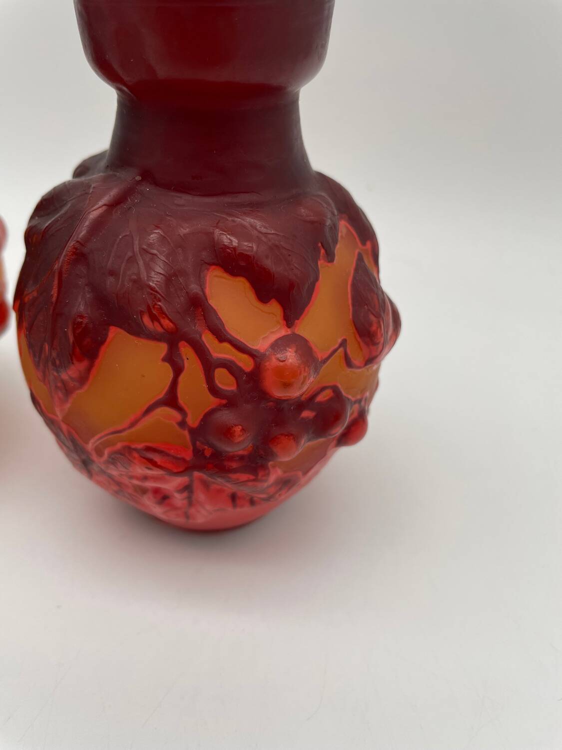 Paire de vases Tip Emile Gallé, pate de verre