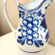 Carafe, antique jug, porcelain with stylised cobalt blue decorations, Art Deco.