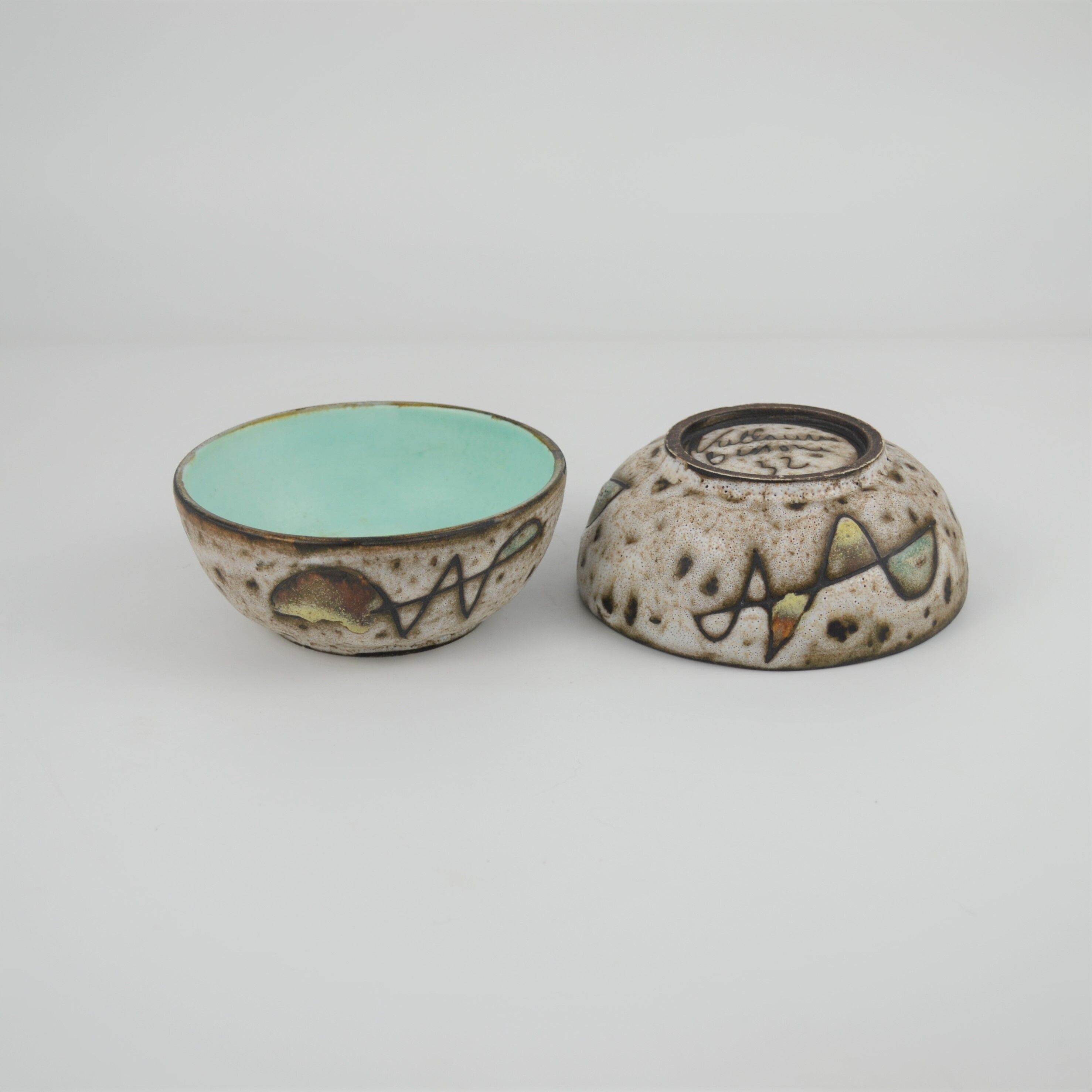 Pair of earthenware cups by Marius Bessone