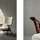 Vintage Mid-Century Norwegian Modern Teak & Boucle Fabric High Lounge Chair