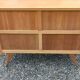 Vintage chest of drawers in light oak and rattan with tapered legs, 3 drawers from the 1950s.