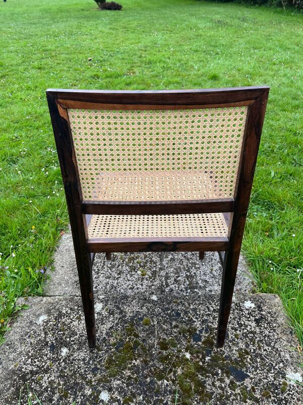 Tenreiro. Chaise cannage jacaranda palissandre