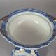 Beautiful covered tripod compote dish in blue and gold earthenware from the late 19th century SC