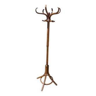 Baumann bistro style 1960s curved wood swivel parrot coat rack