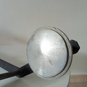 Vintage 1950s wall coat rack, wrought iron with chiselled details and solid aluminium.