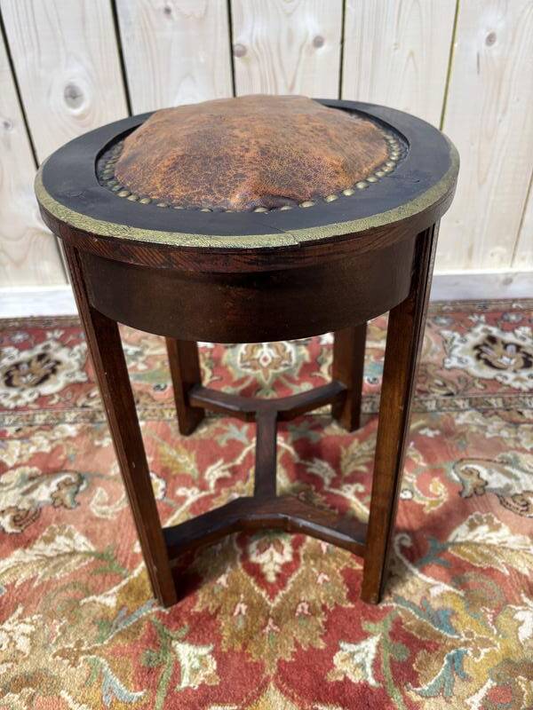 Tabouret de piano assise cuir art déco