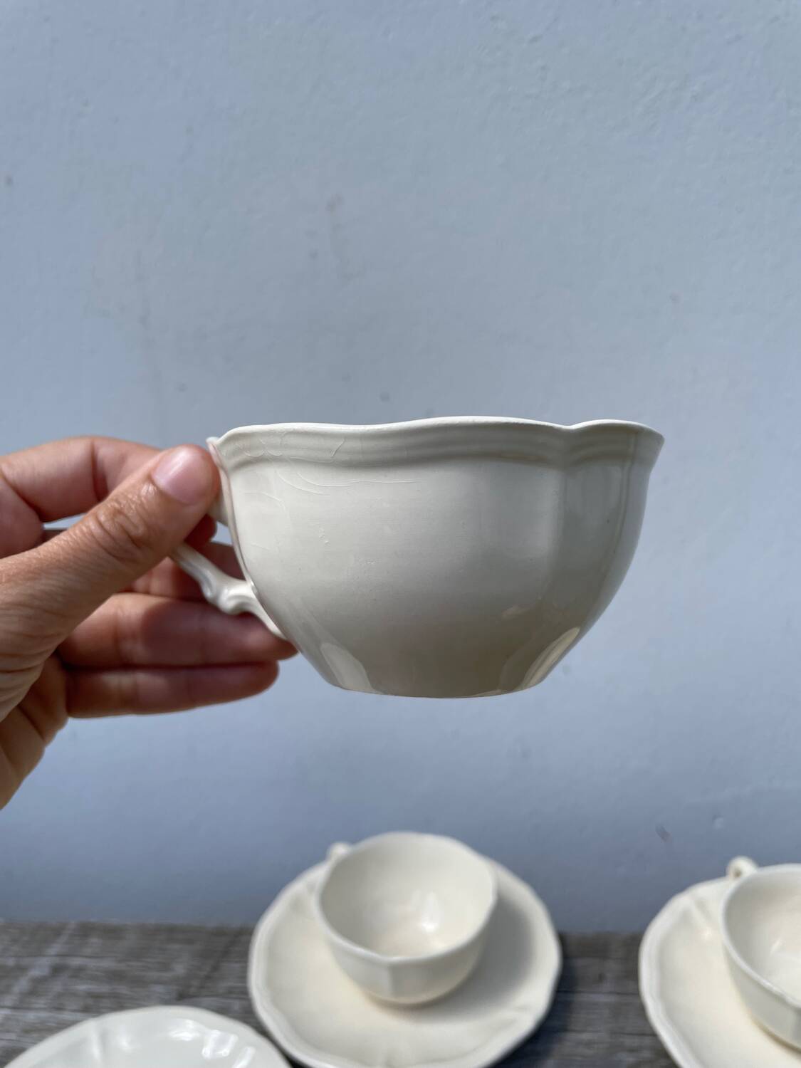4 tasses beige Sarreguemines unies