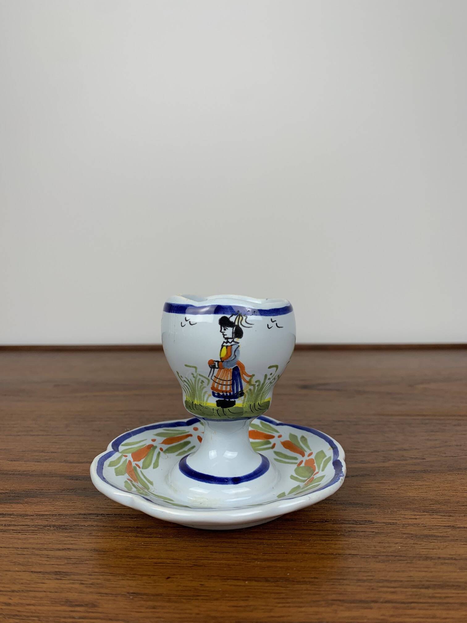 Henriot egg cup, Quimper France, hand painted