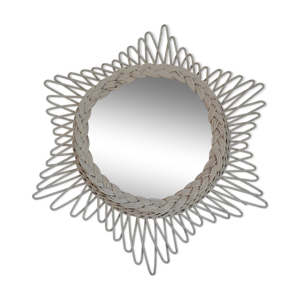 Miroir soleil vintage - rotin