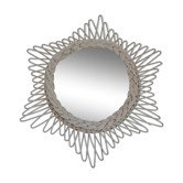 Miroir soleil vintage en rotin 42x49cm