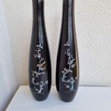 Black lacquered vases