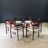 Mid-Century Modern Curved Dining Chairs, Italy, 1970s, Set of 6