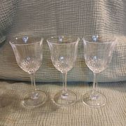 3 antique crystal stemmed glasses