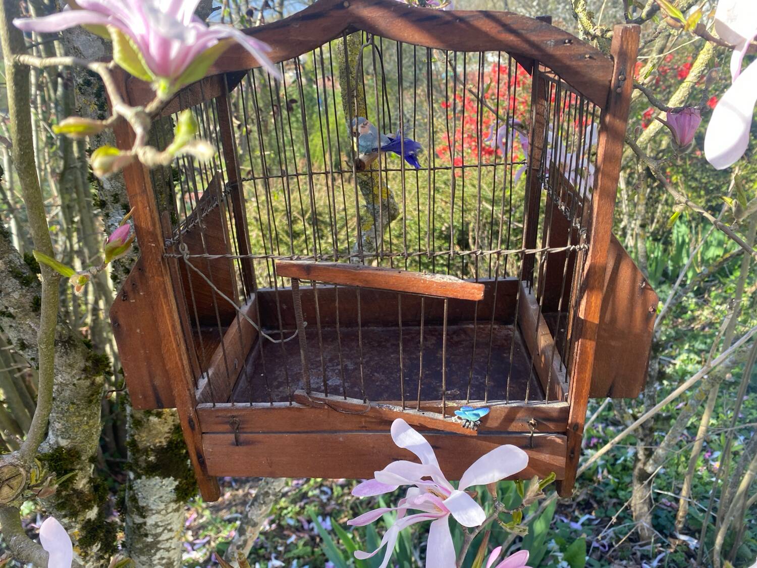 Antique wooden birdcage