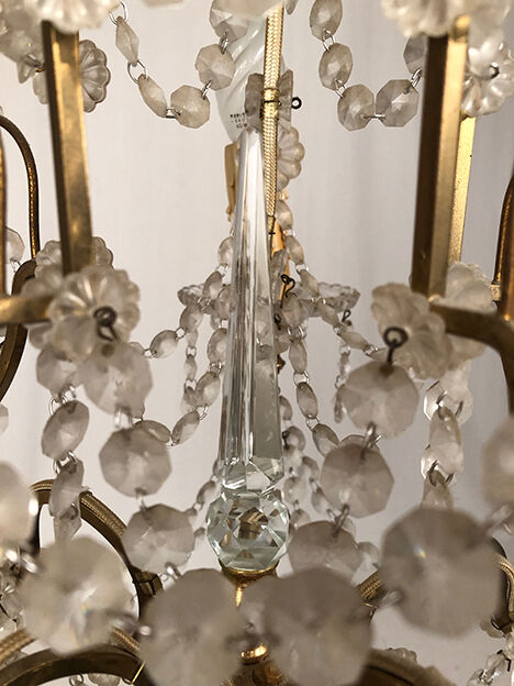 Chandelier with tassels with five arms of light, gilded metal, late 19th century