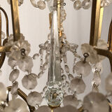 Lustre à pampilles à cinq bras de lumière, métal doré, fin XIXe