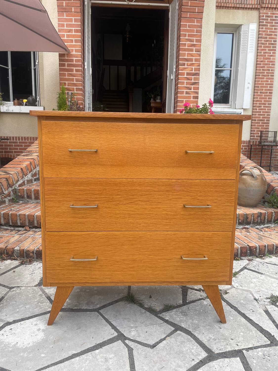 Vintage chest of drawers with compass feet