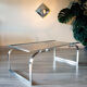 Table basse 1970 verre fumé et métal