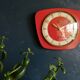 Vintage formica silent wall clock "English red Lutetia"