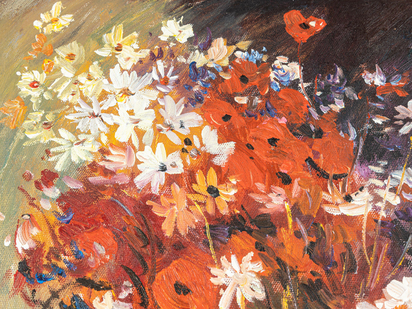 Mid-Century Bouquet of Flowers, Oil on Canvas, 33 x 43 cm