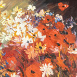 Mid-Century Bouquet of Flowers, Oil on Canvas, 33 x 43 cm